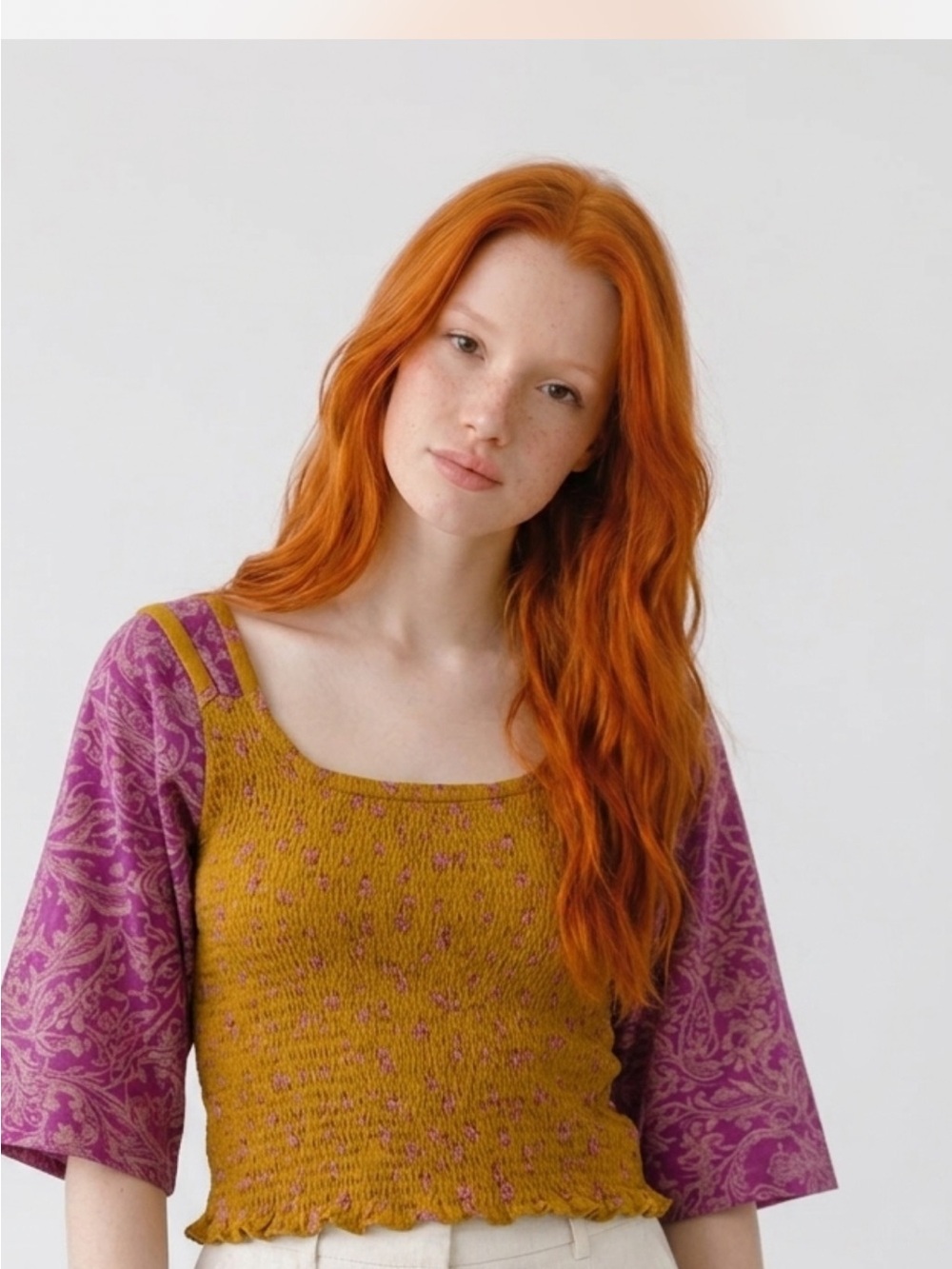 Free People Pink and Gold Crop Top